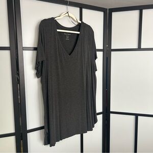 [3X] Additionelle Modern Charcoal Grey V-Neck Viscose Short Sleeve Tee
